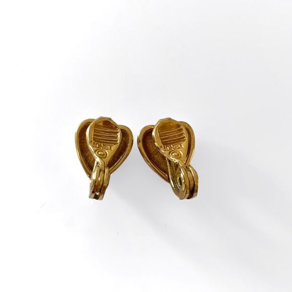 Monet Vintage Gold Puffy Heart Clip Earrings - Picture 3 of 4